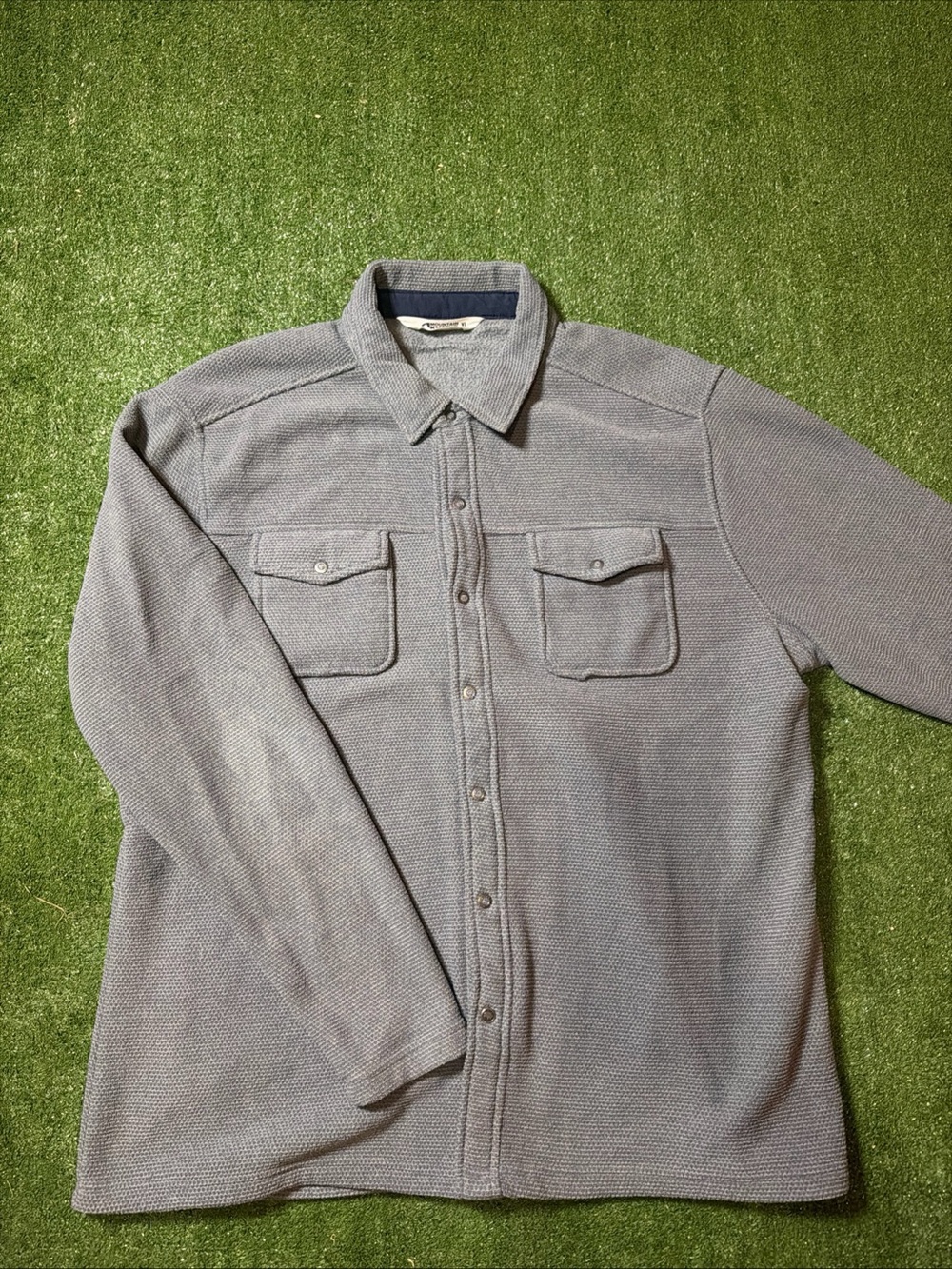 Mountain Khakis Fleece Shirt-Jacket Men's XL Relaxed Fit Snap Up Blue Soft Warm